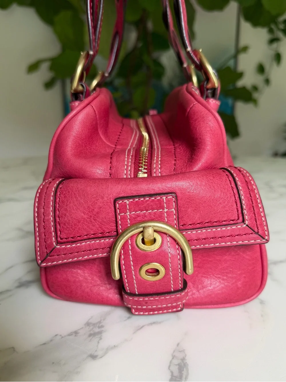 Coach Vintage Y2K Mia Pebbled Leather Satchel with Braided Handles 10048 Pink